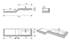 Раковина со столешницей Kolpa-San Line Concept