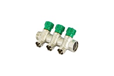 Никелированный коллектор Tiemme НВ 3/4&quot; 3х1/2х16 Н 36мм с вентилями 1840002