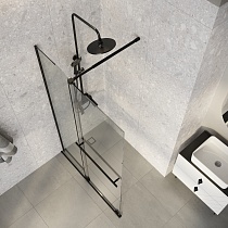 Душевая перегородка Niagara Nova NG-671-10BLACK 100x200 прозрачная, профиль черный матовый