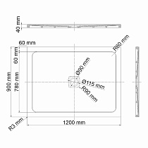 Поддон для душа WasserKRAFT Dinkel 58T07 120x90, белый глянец