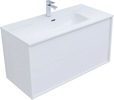 Тумба с раковиной Aquanet Lino (Flat) 100 см белый глянец