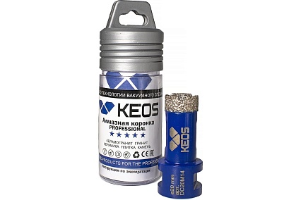 Коронка алмазная по керамограниту PRO 20 мм, M14 KEOS DC20M14