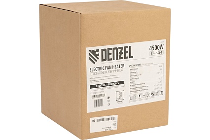 Тепловая пушка Denzel SFH-5000, 230 В, 260 м3/ч, 3 режима, вентилятор, 3000/4500 Вт 96438