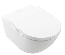Подвесной унитаз Villeroy&Boch Subway 3.0 безободковый, сиденье в комплекте SoftClosing, альпийский белый 4670TS01