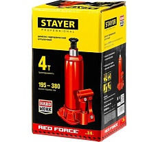 Гидравлический бутылочный домкрат Stayer RED FORCE, 4т, 195-380 мм, 43160-4 43160-4_z01