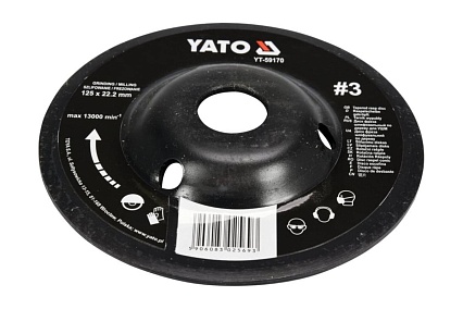 Диск-фреза шлифованный по дереву для УШМ, 125мм Yato YT-59170