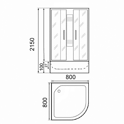 Душевая кабина Parly F811 80x80 рифленое стекло, хром