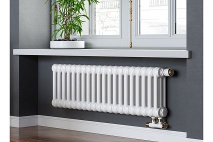 Трубчатый радиатор GUARDO PILON трехтрубный 400x474 мм, 10 секций, нижнее с вентилем подключение, белый 3T-0400 10 NKV Трубчатый радиатор GUARDO PILON трехтрубный 400x474 мм, 10 секций, нижнее с вентилем подключение, белый 3T-0400 10 NKV