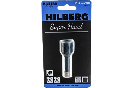 Коронка алмазная с воском по керамике и керамограниту Super Hard (10 мм; M14) Hilberg HH610
