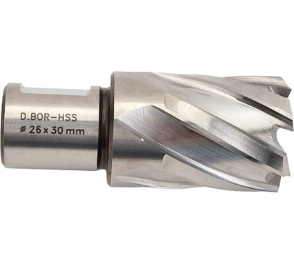 Сверло корончатое HSS по металлу (26х30/63 мм; Weldon 19) D.BOR CD-HSS-030-026-W