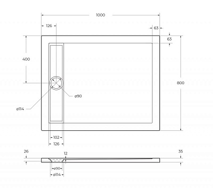 Поддон для душа BelBagno Due TRAY-BB-DUE-AH-100/80-4-W0 100x80 белый