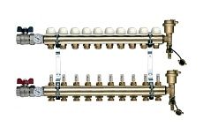 Коллекторная группа Tiemme 10 отводов 1&quot; с расходомерами, латунь 3870011 / 3871G060510