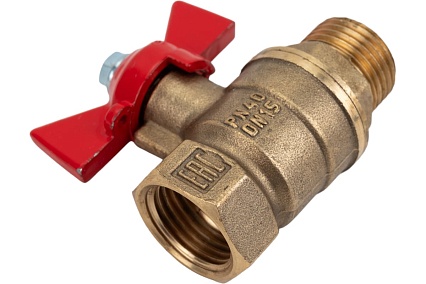Шаровой для воды Valfex 1/2" ВР/НР ручка-бабочка, латунный 11Б27фт1М VF.218.LB1.012.Bir