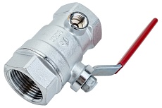 Шаровой кран Giacomini R250DS, 1&quot;, ВВ, ручка-рычаг красный, хромированный, со сливом R250SX005