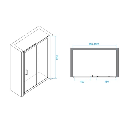 Душевая дверь RGW Passage PA-14G 100x195, прозрачное стекло, черный