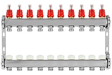 Коллекторная группа из нержавеющей стали ColSys 804 10 выходов, с расходомерами и термостатическими клапанами
