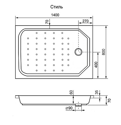 Поддон для душа Dush-ka Стиль 80х140