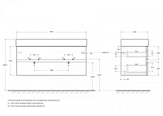 Тумба с раковиной Cezares Molveno 46-120 см (двойная раковина) Beton