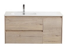 Тумба с раковиной BelBagno Kraft 100 см, 2 ящика, 1 дверца, левая Rovere Galifax Bianco