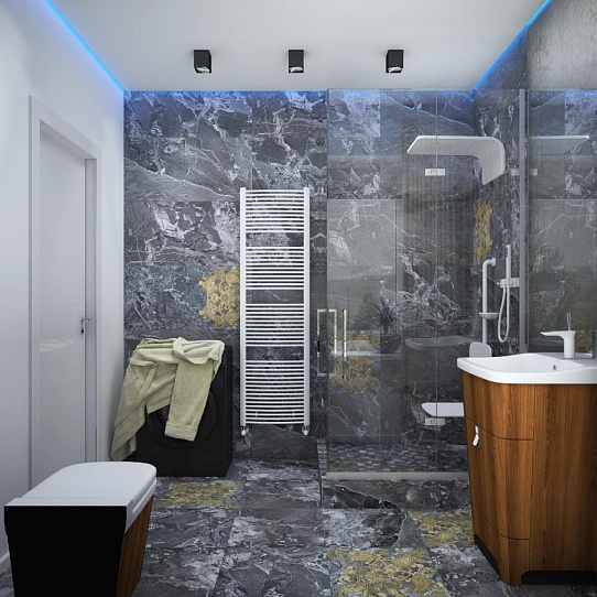 Дизайн-проект ванной комнаты "Мрамор и нежность".