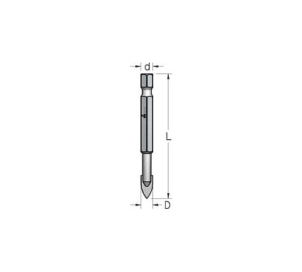 Сверло для стекла и керамики WP D10 мм, L93 мм, хвостовик HEX1/4" WPW HMZ1004