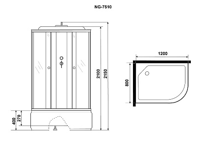 Душевая кабина Niagara Eco E120/80/40L/TN 120x80 стекло тонированное, без г/м, L