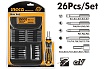 Отвертка с битами Ingco INDUSTRIAL трещоточная, 26шт HKSDB0268