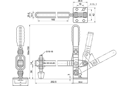 Зажим с вертикальной рукоятью HS CLAMP HS-101-E