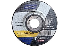 Отрезной круг по алюминию 115x2.5x22.2 мм, тип 42 NORTON 66253371284