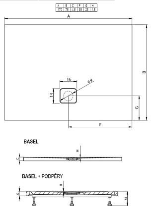 Поддон для душа Riho Basel 423 170x75 белый