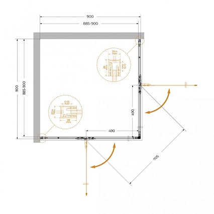 Душевой уголок Cezares Liner 90x90 прозрачный, хром LINER-A-2-90-C-Cr