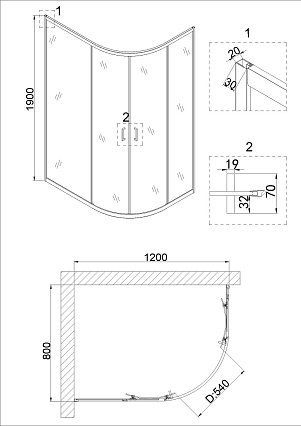 Душевой уголок Niagara Nova NG-6621-08 120x80 прозрачный, хром