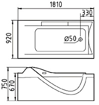 Акриловая ванна Gemy G9055 K R 181x92 см