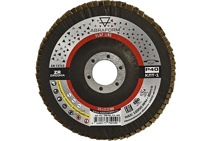 Круг лепестковый FlapLine ZR, 125 мм, P40, прямой ABRAFORM AF-FL-ZR-KLT1-40