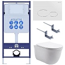 Подвесной унитаз SET Aquatek Классик-071 4в1, кнопка белый