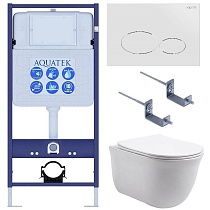 Подвесной унитаз SET Aquatek Классик-071 4в1, кнопка белый
