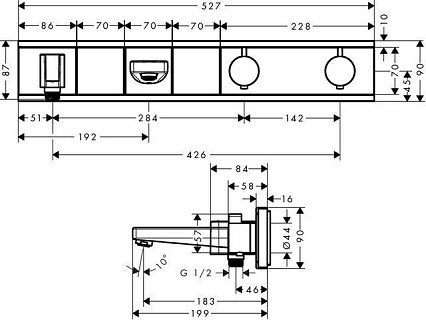 Смеситель для ванны Hansgrohe RainSelect 15359400 с термостатом, белый/хром