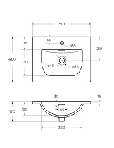 Раковина BelBagno 50 см BB-8099-3-50