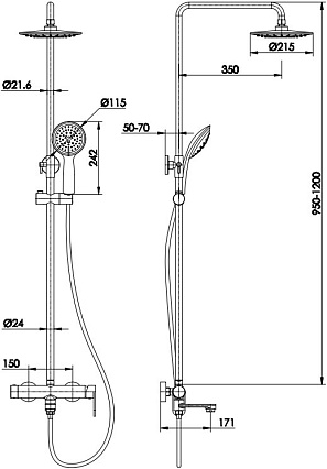 Душевая стойка Aquanet Logic AF320-72-R-C хром