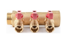 Коллектор с шаровыми кранами PROFACTOR в/н 1&quot; х 3 вых 1/2&quot;нар PF MV 265.3