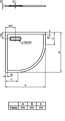 Поддон для душа Ideal Standart Ultra Flat New 90x90, четверть круга, белый матовый