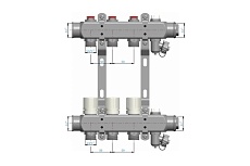 Коллекторная группа из нержавеющей стали Victoria 1&quot;x3/4ek- 4вых. (кран маевского + сливной кран) 60-204
