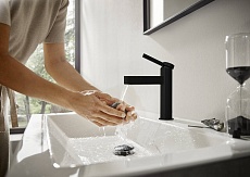 Смеситель для раковины Hansgrohe Finoris 100 76010670 с донным клапаном, матовый черный