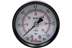 Манометр от 0 до 0,6 бар из углеродистой стали, D50 мм, NPT 1/4&quot;, штуцер сзади по центру A-Flow G10-C-4N-50B-0,6bar