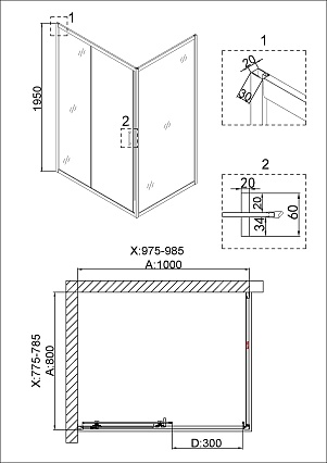 Душевой уголок Niagara Nova NG-6681-08 100x80 прозрачный, хром