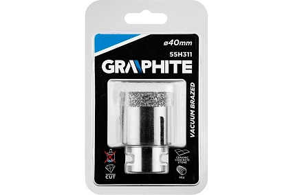 Коронка алмазная вакуумная пайка 40 мм, M14 Graphite 55H311