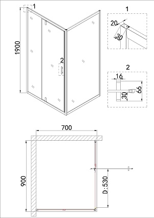 Душевой уголок Niagara Nova NG-63-9A-А70 90x70 прозрачный, хром