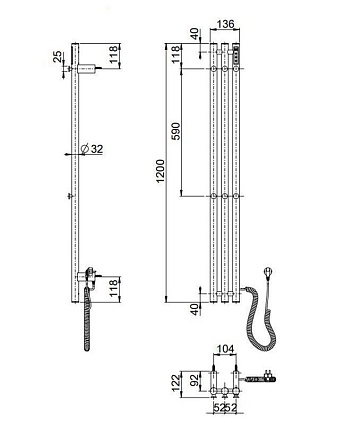 Полотенцесушитель электрический Wonzon&Woghand Kassel WW-AL72312-BN брашированный никель