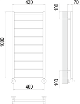 Полотенцесушитель водяной Terminus Контур П9 400x1000, 4670078529671