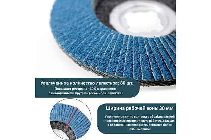 Набор шлифовальных лепестковых кругов КЛТ P60 конические, 125 мм, X-lock/22.2 мм Альфадиск 5474